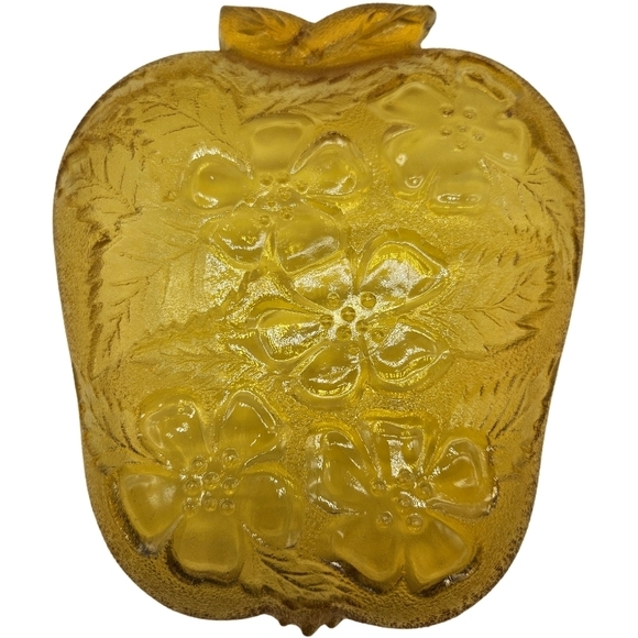 Vintage Hazel Atlas Glass Amber Apple-Shaped Dish - Picture 4 of 7